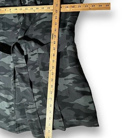 500 Maison Cinqcent Black Gray Camo Print Lightweight Belted Trench Jacket XL - Picture 9 of 9